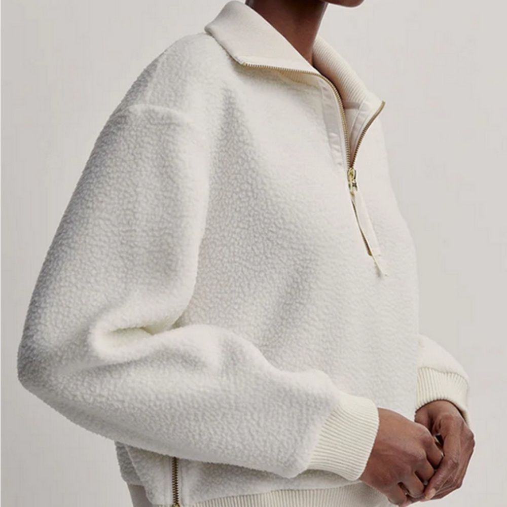 Varley Roselle half zip fleece, egret, small